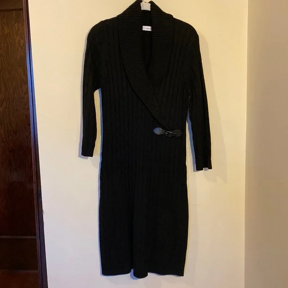 Calvin Klein | Dresses | Calvin Klein L Sweater Dress Black Cable Knit Side Buckle Euc Midi Mid Length | Poshmark Calvin Klein | Dresses | Calvin Klein L Sweater Dress Black Cable Knit Side Buckle Euc Midi Mid Length | Poshmark